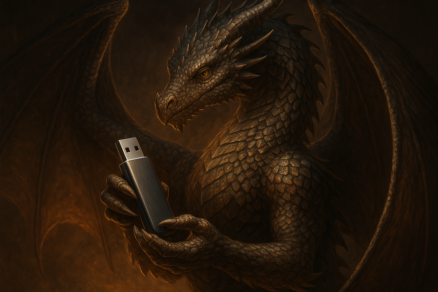 Dragon holding the product